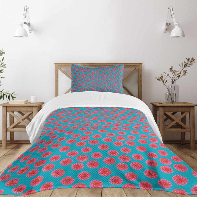 Vibrant Dahlia Petals Bedspread Set