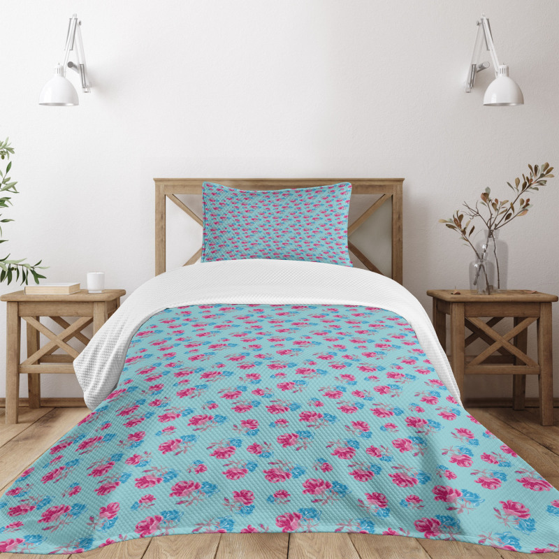 Bicolour Summer Roses Bedspread Set