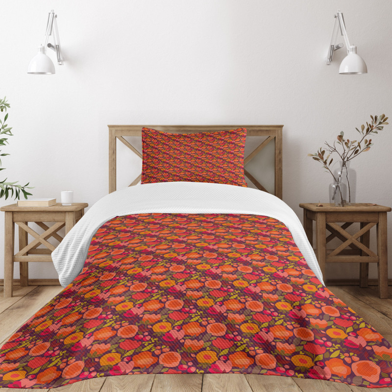 Abstract Floral Doodle Bedspread Set