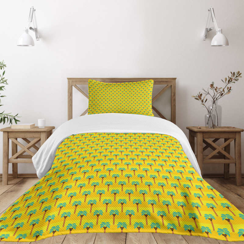 Exotic Coconut Trees Pattern Bedspread Set