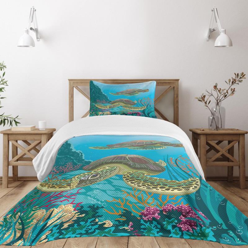 Sealife Turtles Aquatic Bedspread Set