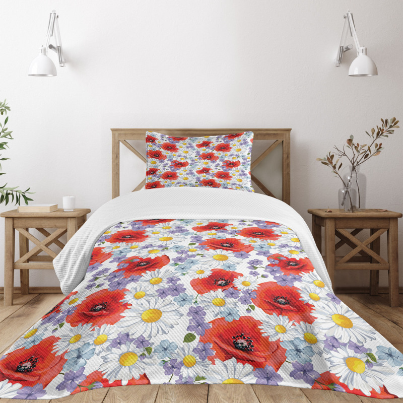 Poppy and Daisy Flower Bedspread Set