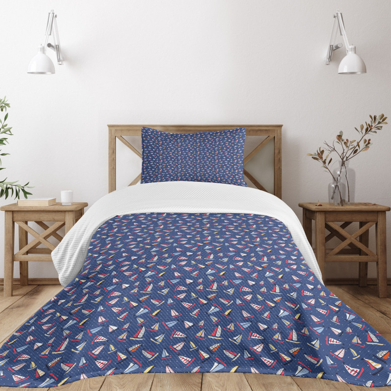 Colorful Sailboat Polka Dot Bedspread Set