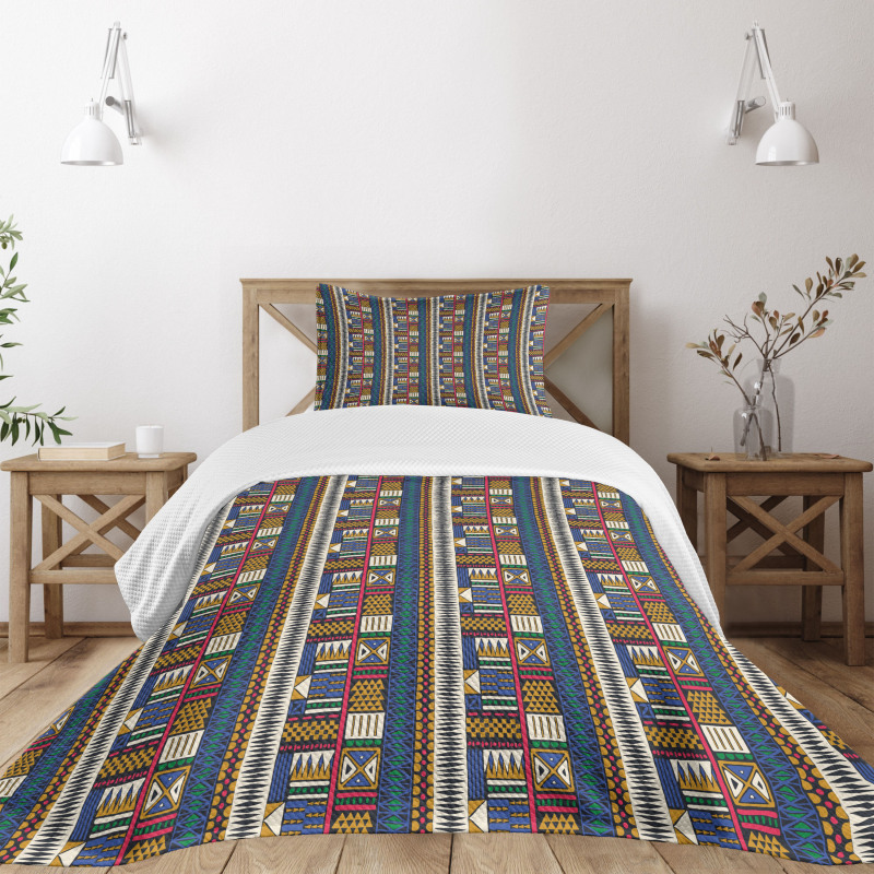 Tribal Motifs Vibrant Colors Bedspread Set