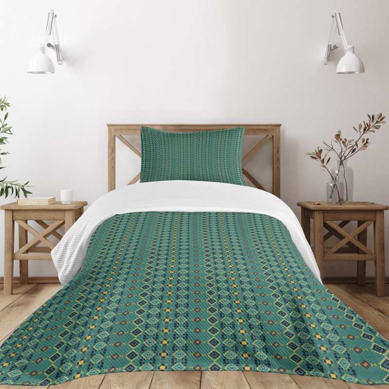 Aztec Geometric Motifs Bedspread Set