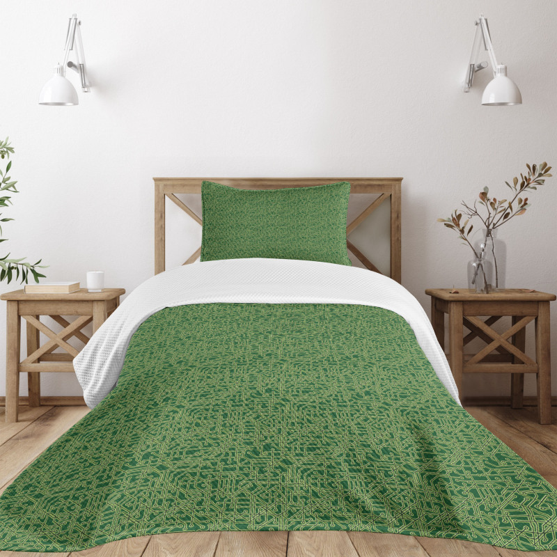 Futuristic Grid Line Bedspread Set