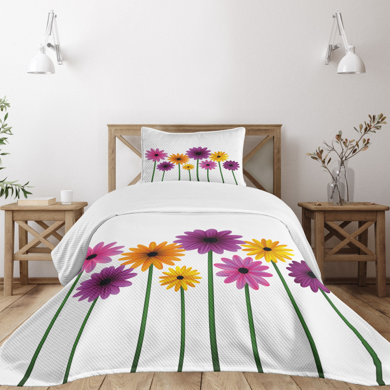 Simple Spring Flowers Bedspread Set