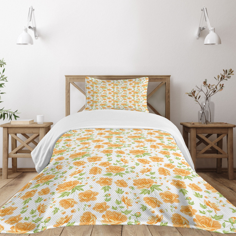 Floral Peony Bouquets Bedspread Set