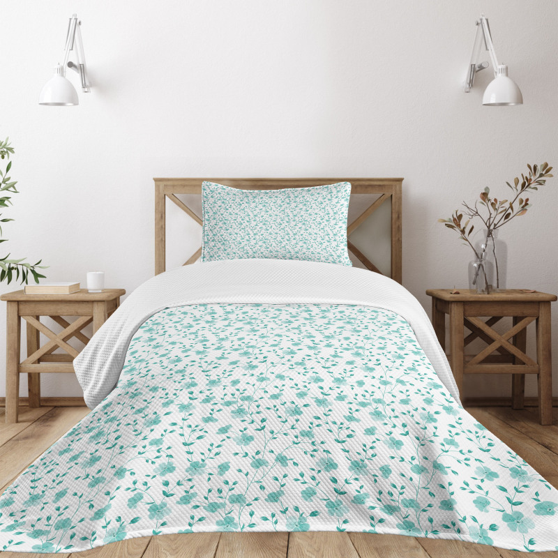 Pattern with Flower Stem Bedspread Set