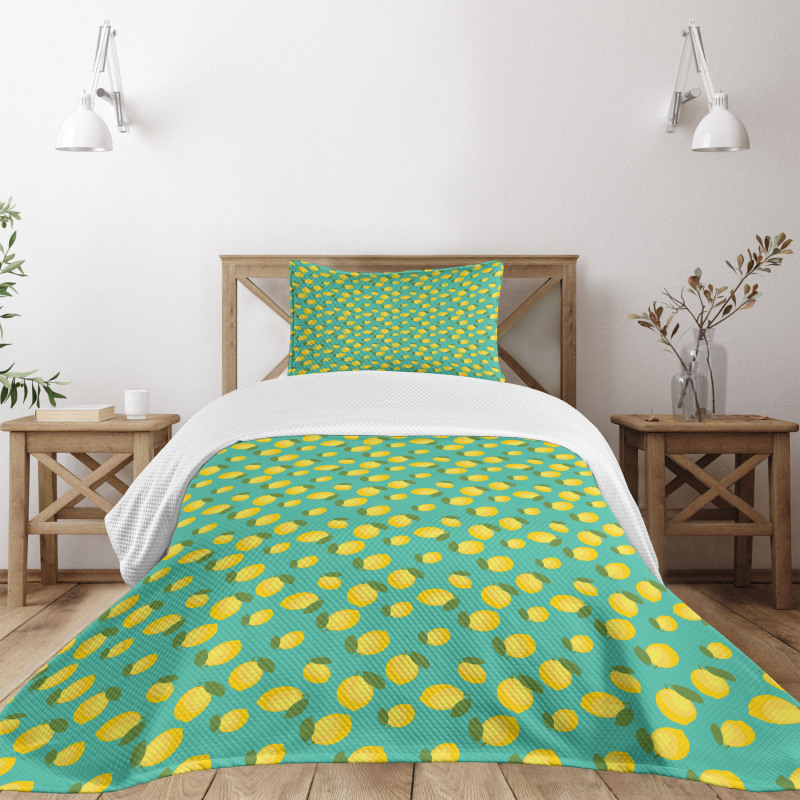 Colorful Citrus Leaves Art Bedspread Set