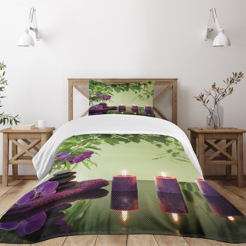 Spa Candles Orchids Bloom Bedspread Set
