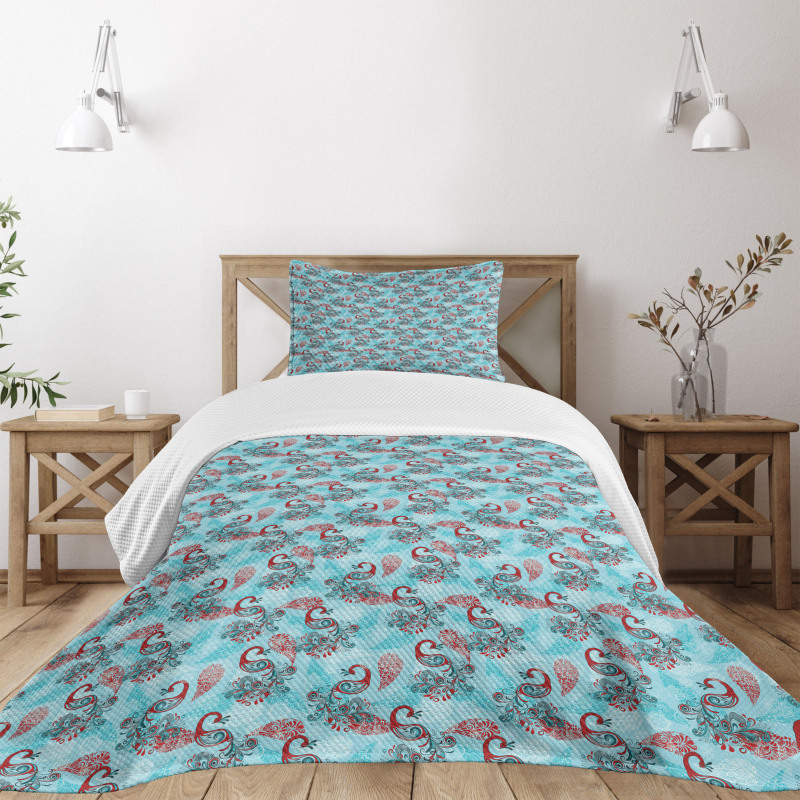 Peacocks Snowflakes Bedspread Set