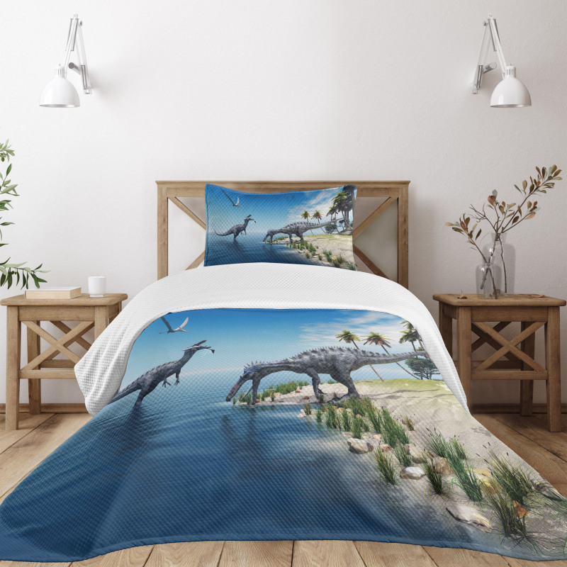 Wild Suchomimus Dinosaur Bedspread Set
