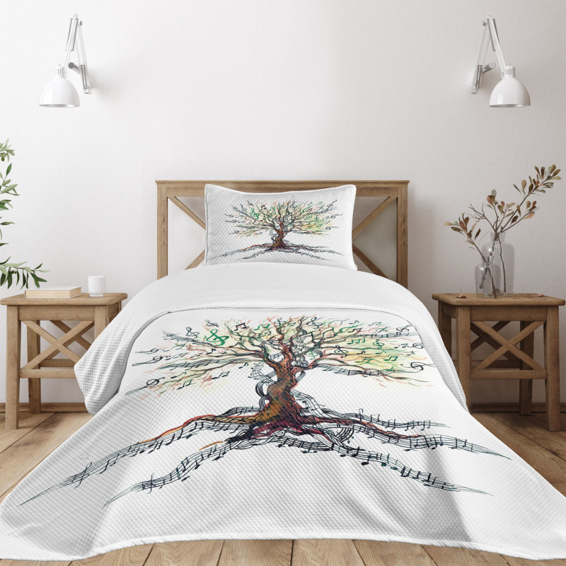 Autumn Nature Tree Swirls Bedspread Set