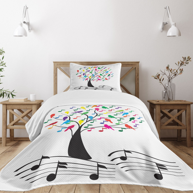 Tree with Notes Happiness Bedspread Set