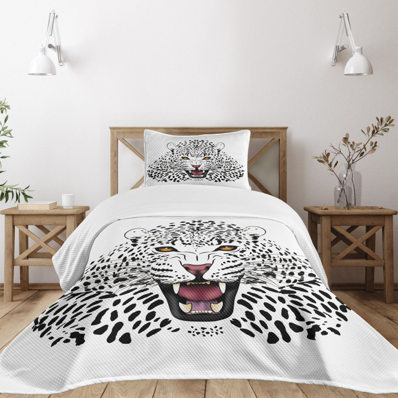 Angry Wild Leopard Bedspread Set