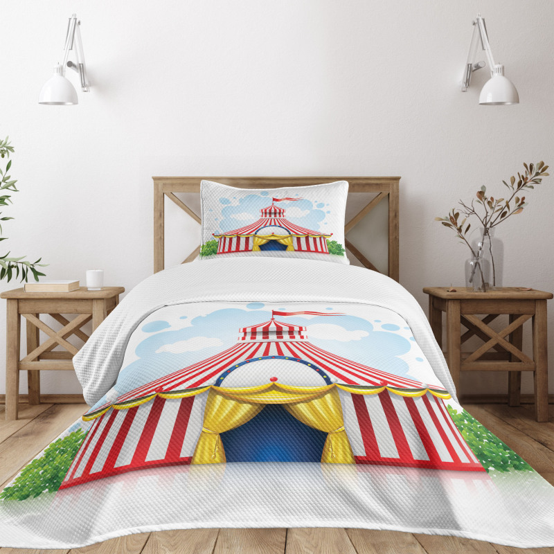 Striped Tent with Flag Bedspread Set