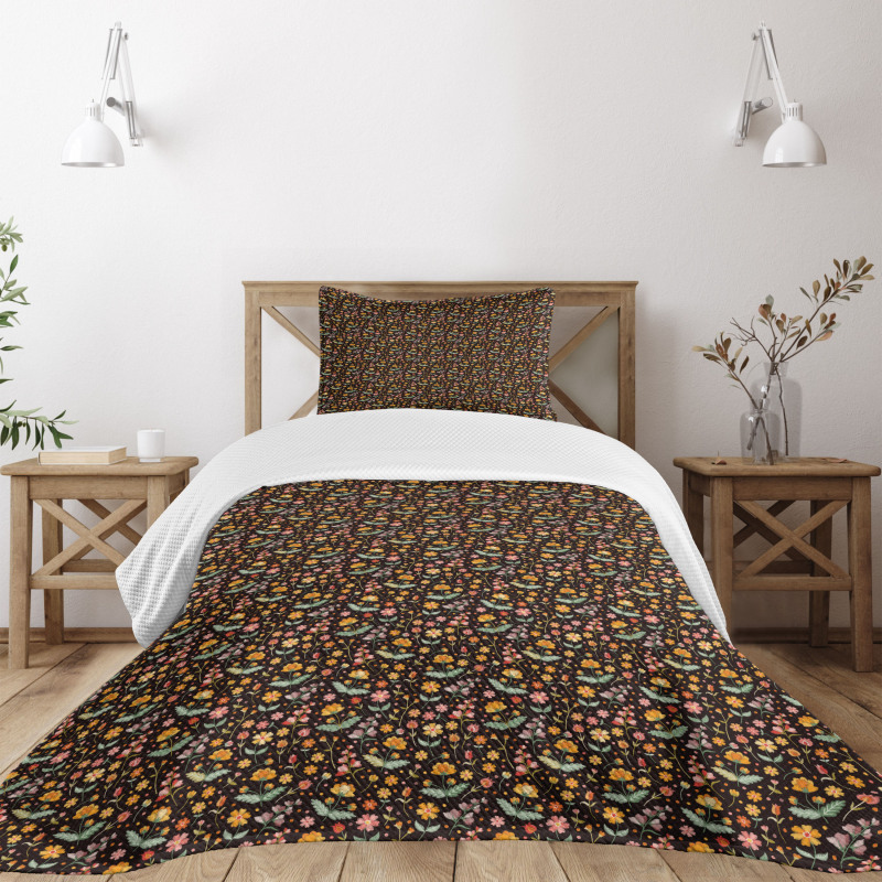 Earth Tone Wild Flowers Art Bedspread Set