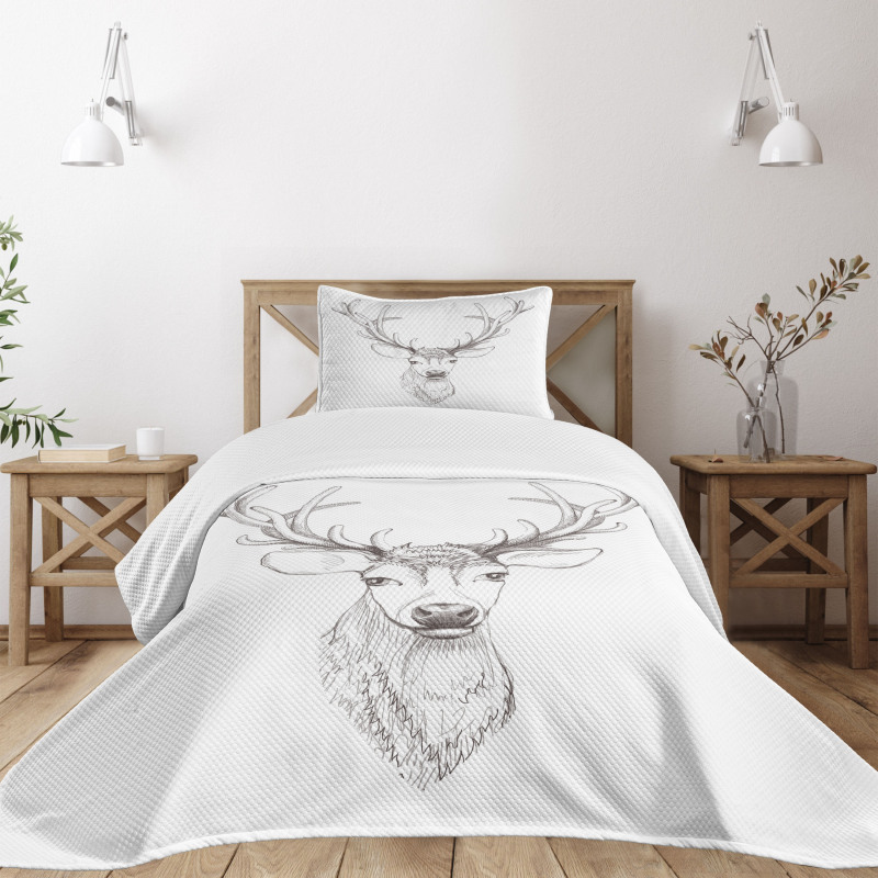 Sketch of Deer Head Bedspread Set