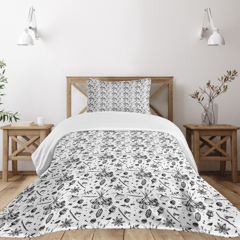 Cuisine Spices Forest Herbs Bedspread Set