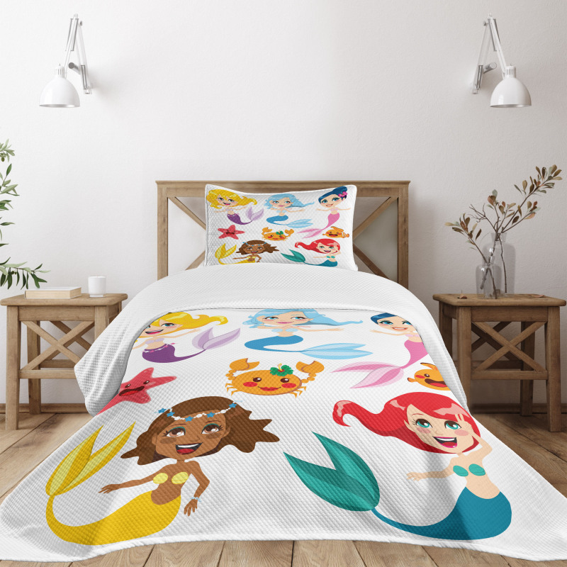 Mermaids Sea Friends Bedspread Set