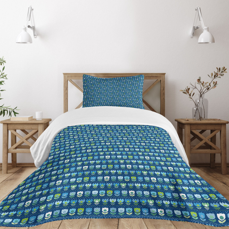 Scandinavian Inspired Tulips Bedspread Set