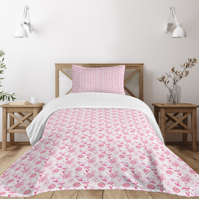 Hearts Dandelions Bedspread Set