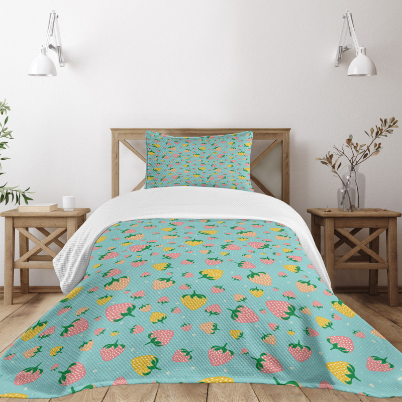 Fruits Spotted Backdrop Bedspread Set