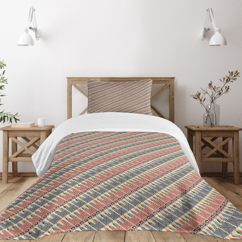 Folkloric Ornate Diagonal Bedspread Set