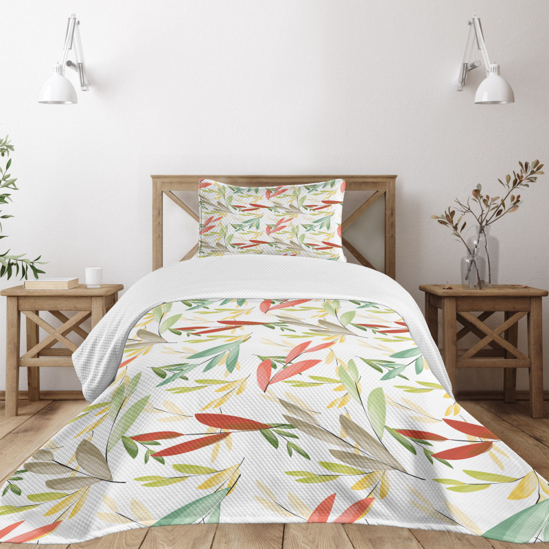 Abstract Modern Leaves Bedspread Set