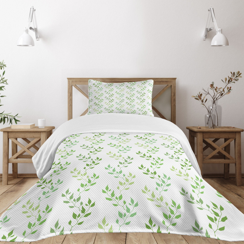 Symmetrical Olive Leaves Bedspread Set