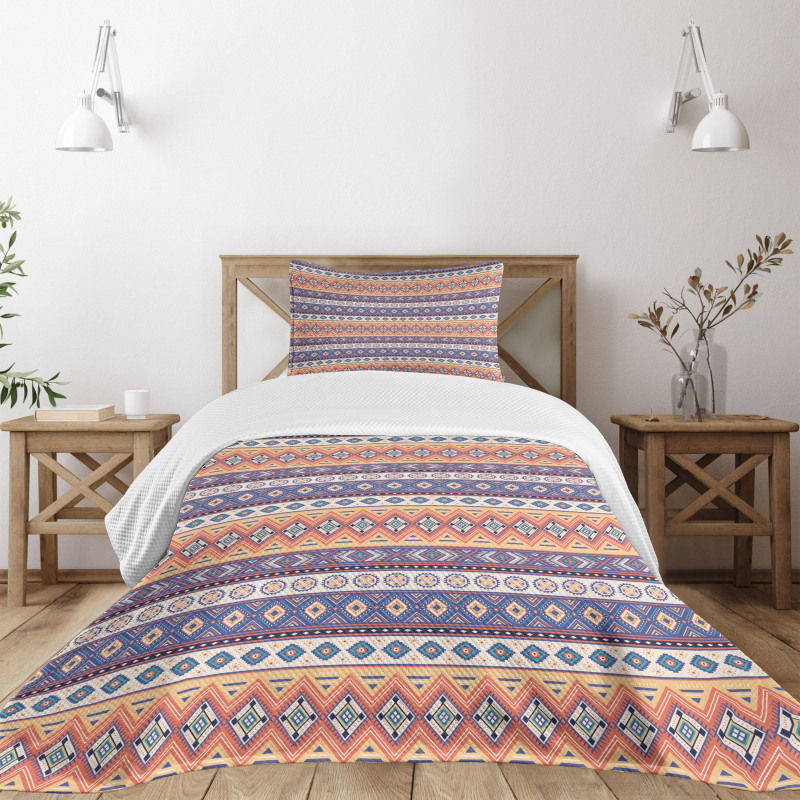 Mexican Inspired Lines Art Bedspread Set