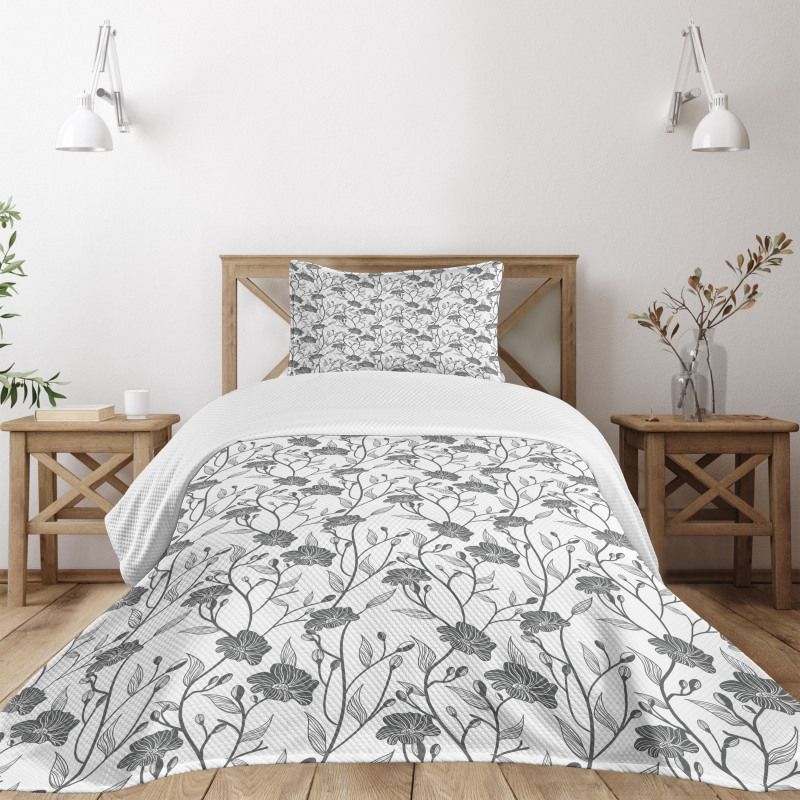 Blooming Flowers Buds Art Bedspread Set