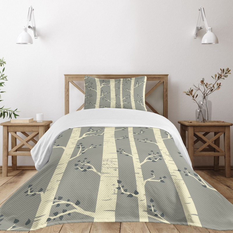 Birch Trees Nature Boho Bedspread Set