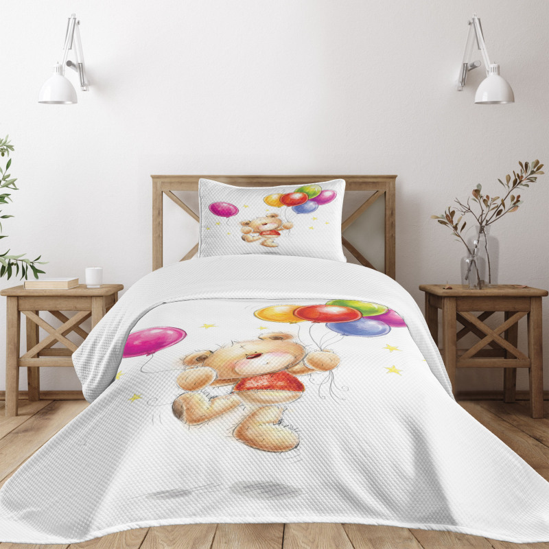 Teddy Bear with Baloon Bedspread Set