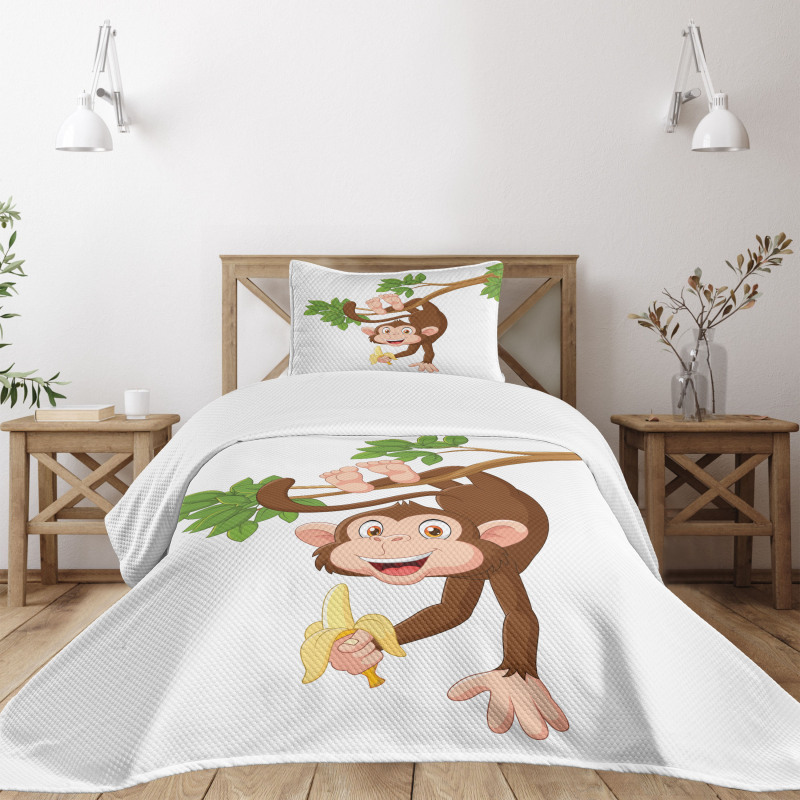 Monkey with Banana Tree Bedspread Set