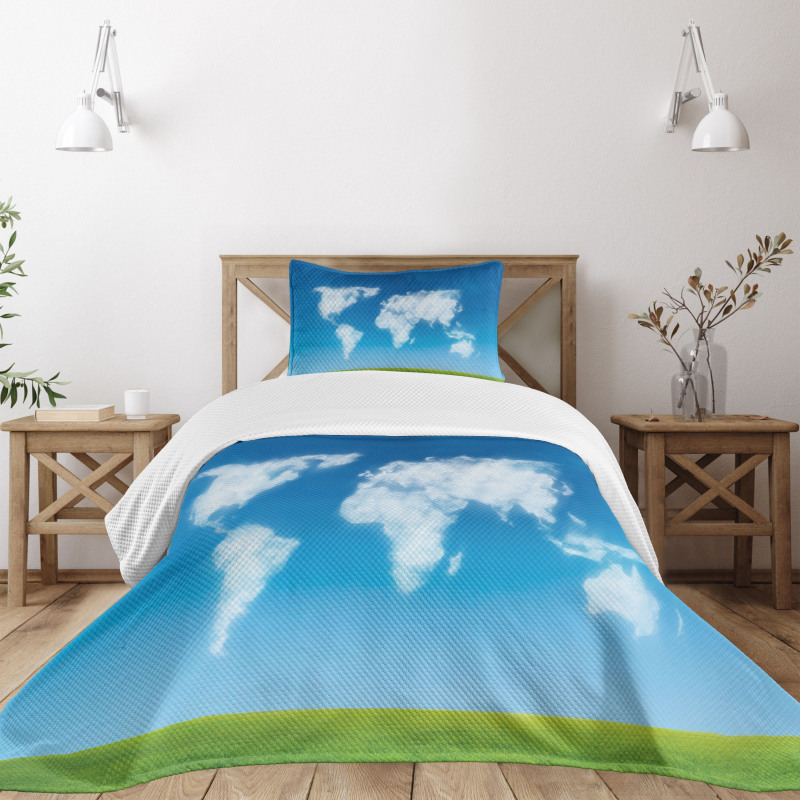 Colored Clouds in Sky Bedspread Set