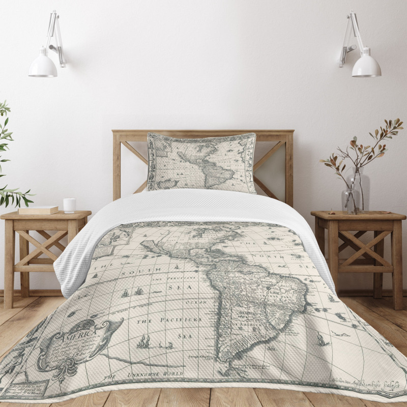 Retro Old America Map Bedspread Set