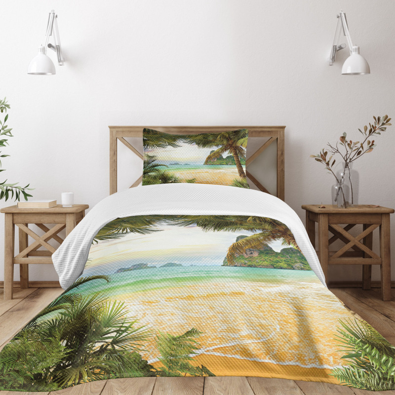 Palm Coconut Trees Beach Bedspread Set