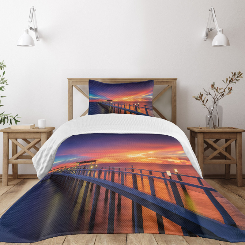 Wooden Bridge on Sea Bedspread Set