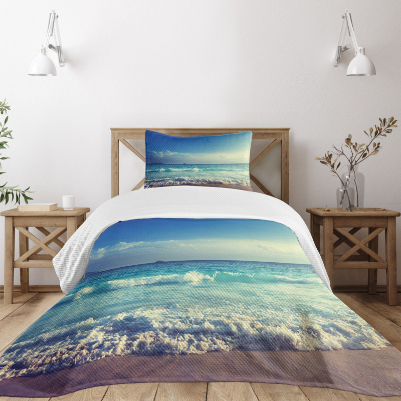 Beach Sunset Waves Bedspread Set
