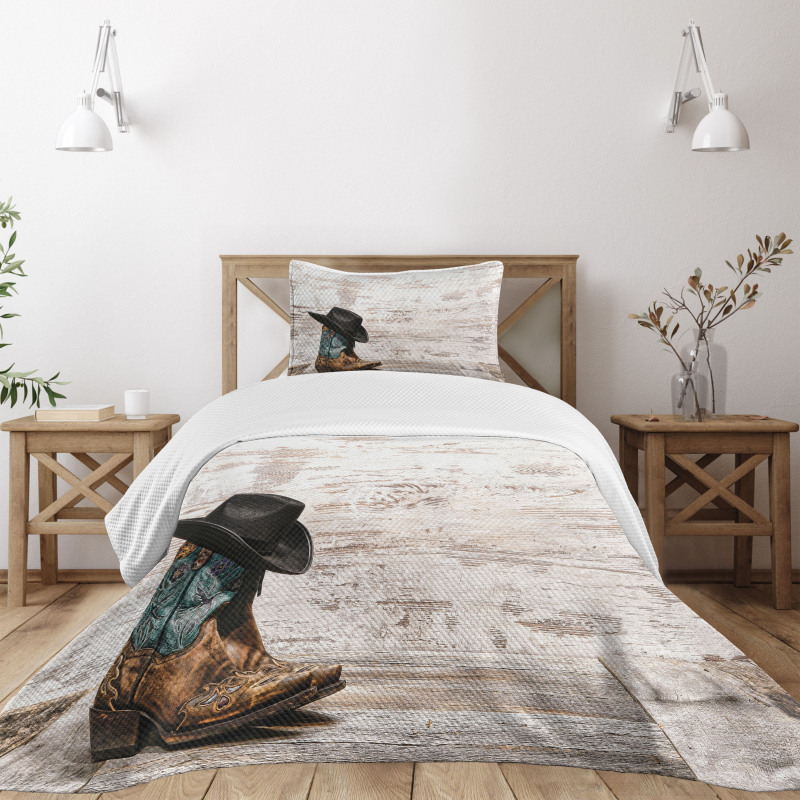 Rodeo Cowboy Grunge Hat Bedspread Set