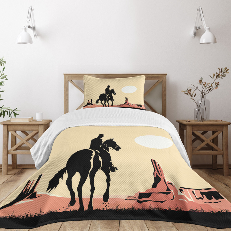 Cowboy Horse Sunset Bedspread Set