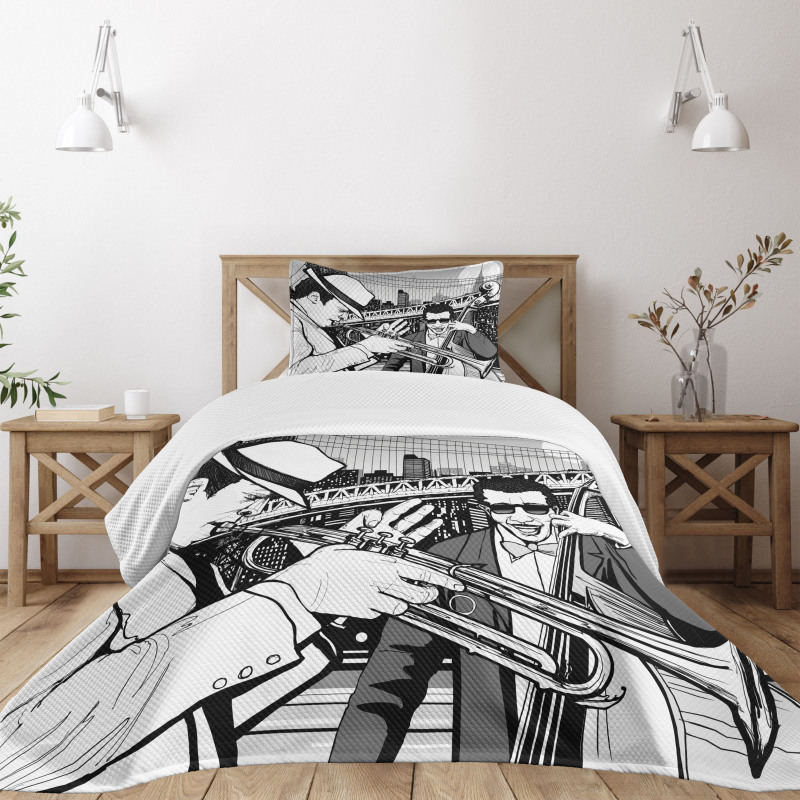 Jazz Band in New York Bedspread Set