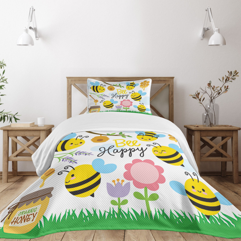 Bee Happy Spring Garden Bedspread Set