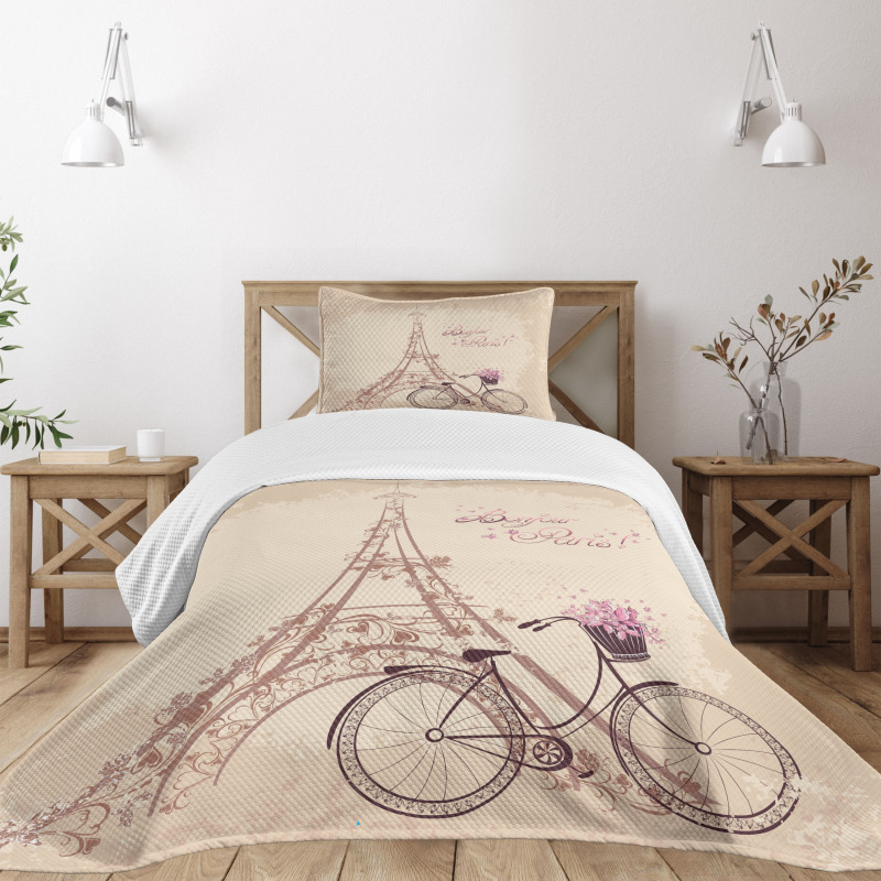 French Eiffel Tower Bedspread Set