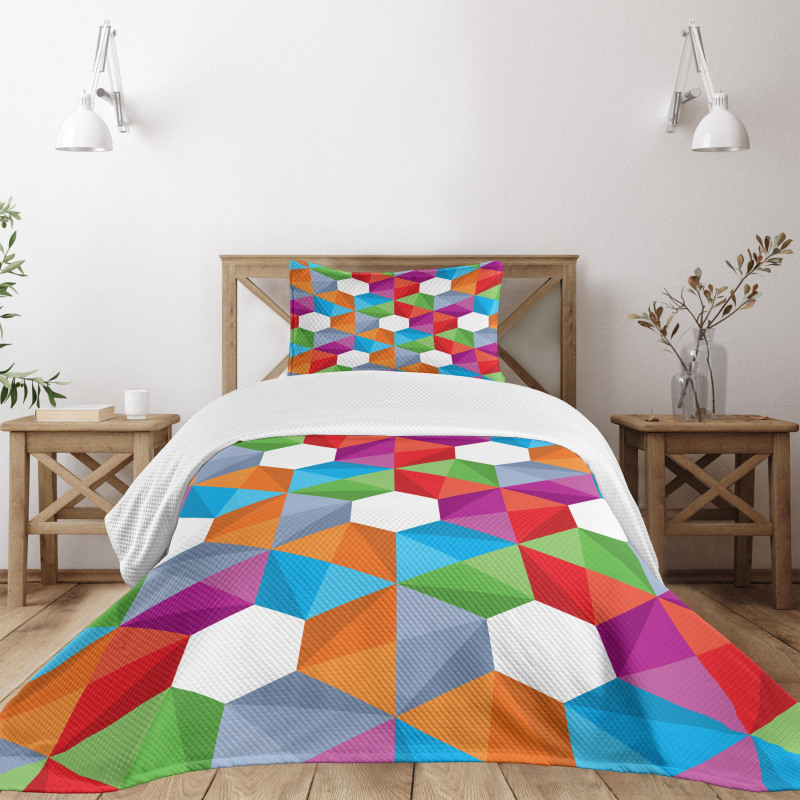 Retro Mosaic Triangle Bedspread Set