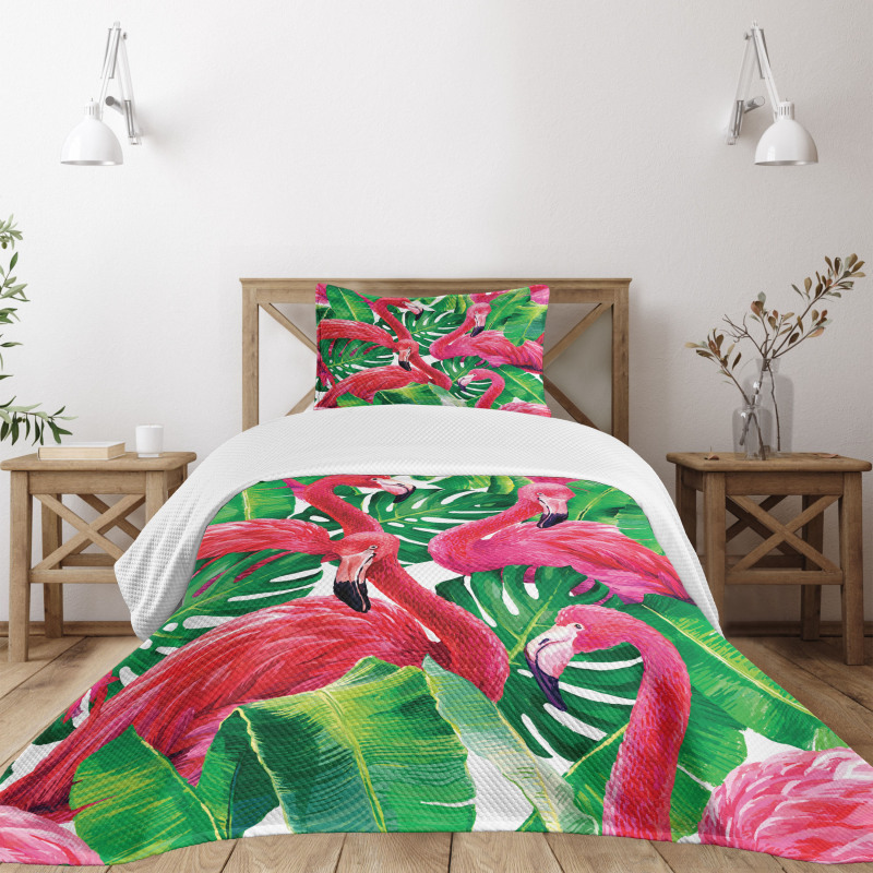 Retro Exotic Leaves Bedspread Set