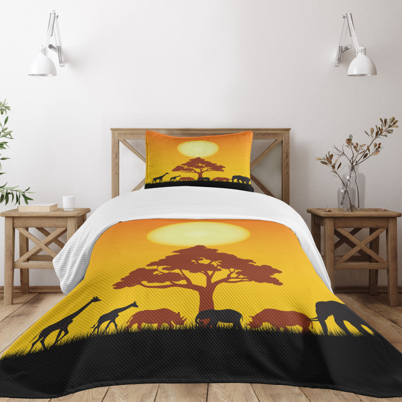 Wildlife Animals Rhinos Bedspread Set