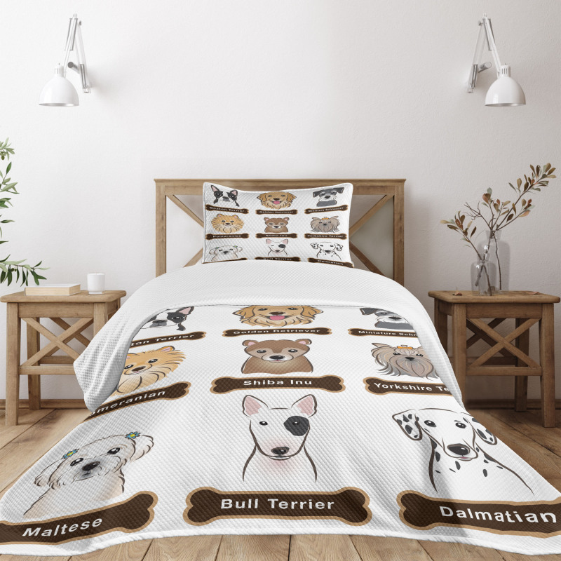 Boston Terrier Dogs Bedspread Set